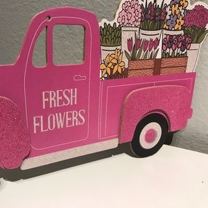 Flower Truck Sign Pink Truck Flowers FINAL SALE